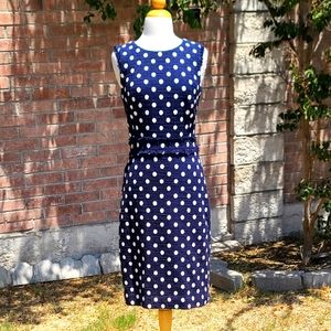J Crew navy polka dot fitted dress